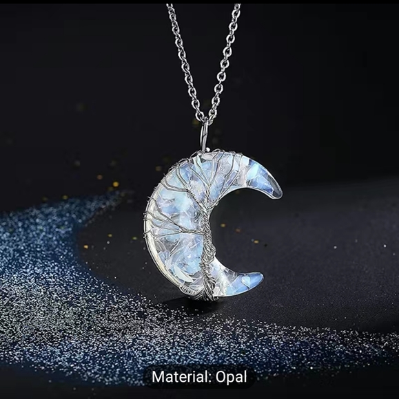 🌙 Opal Crescent Moon Necklace ✨️  ◇ Item Must Be Bundled ◇ - Picture 1 of 6